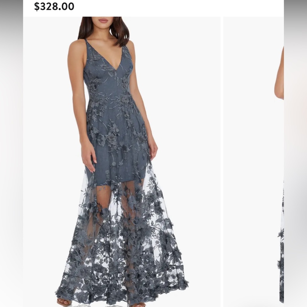 Dress The Population - Medium, Sidney V-Neck Lace 3D Gown
